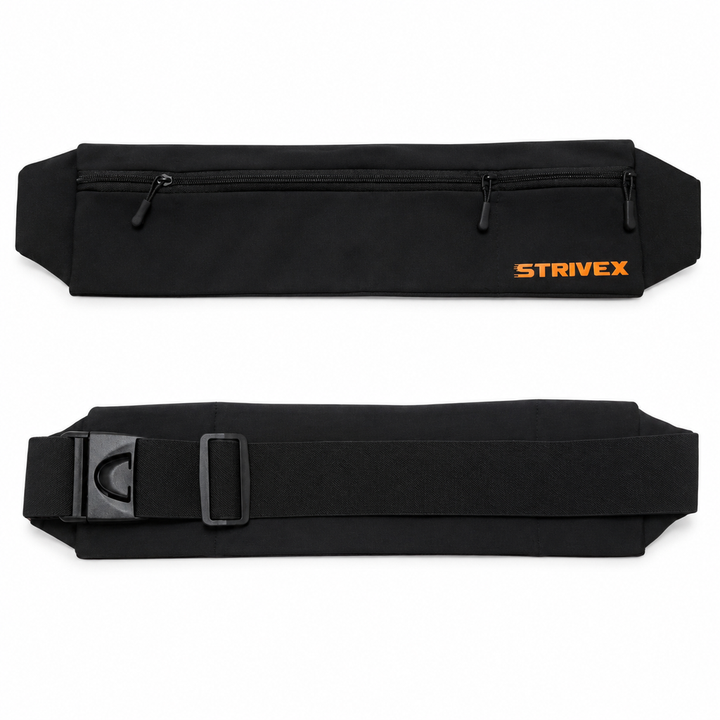banano essential negro con detalle naranja vista frontal y trasera