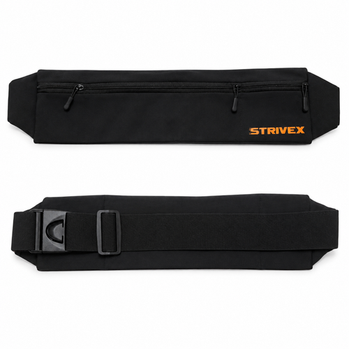banano essential negro con detalle naranja vista frontal y trasera
