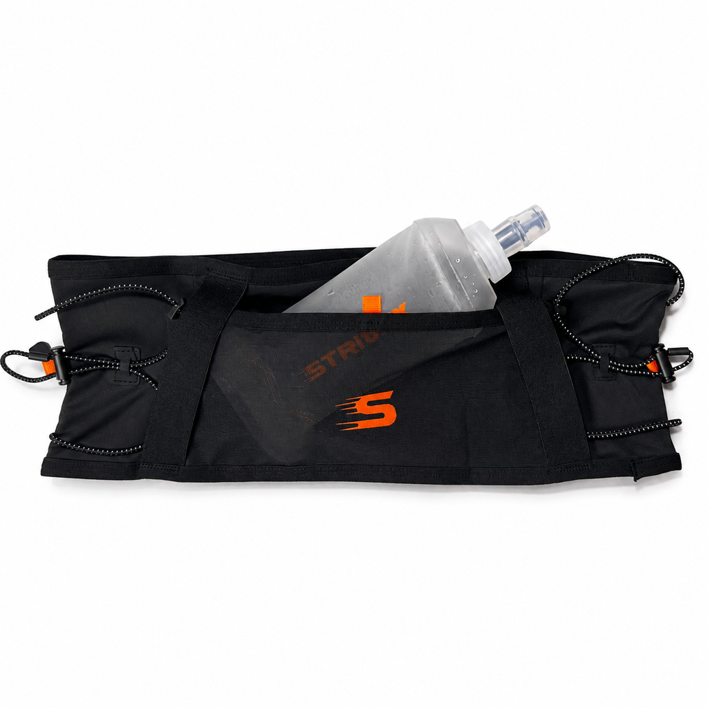 banano all terrain vista trasera con botella strivex soft flask wave 250