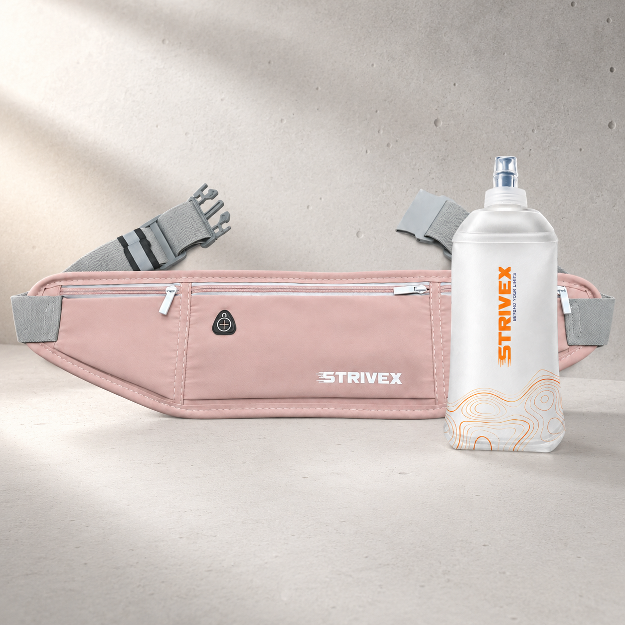 banano running rosa respirable junto con botella soft flask wave 250 ml