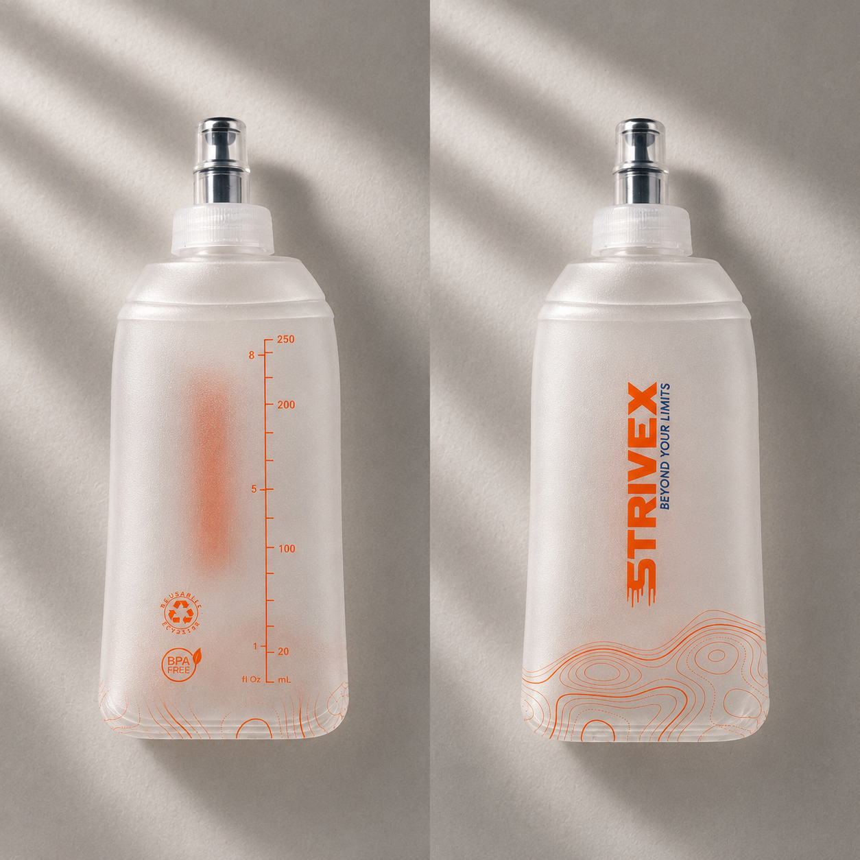 botella soft flask wave 250 ml vusta frontal y trasera